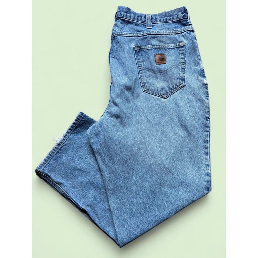 Carhartt Jeans Mens 40x30 Light Wash Relaxed Fit Workwear Denim Pants